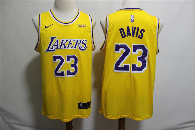Men Los Angeles Lakers #23 Davis Yellow Game Nike NBA Jerseys